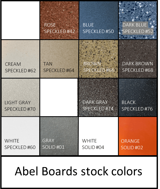 Abel Boards stock colors